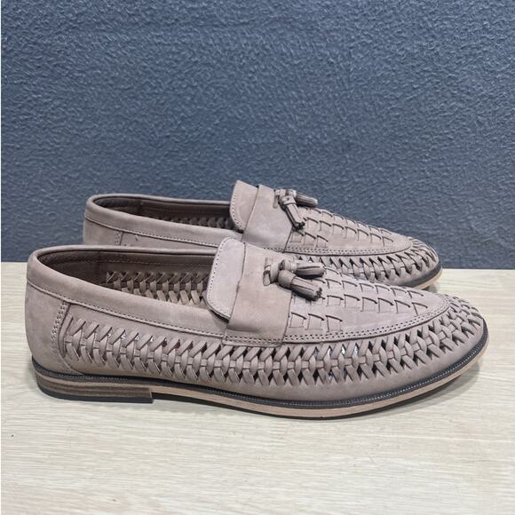 River Island Rumble Leather Woven Tassel Front Huaraches Color Stone Men Size 44 main image 5